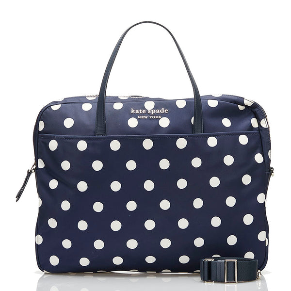 ケイトスペード サム ドット ラップトップバッグ パソコンケース ショルダー 2WAY K7492 Y29 ネイビー ナイロン レザー レディース Kate Spade 【中古】
