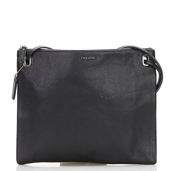 コーチ 斜め掛け ショルダーバッグ ブラック レザー レディース COACH 【中古】