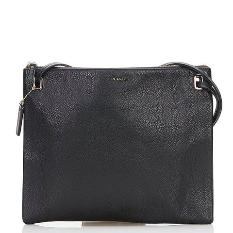 コーチ 斜め掛け ショルダーバッグ ブラック レザー レディース COACH 【中古】