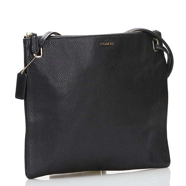 コーチ 斜め掛け ショルダーバッグ ブラック レザー レディース COACH 【中古】