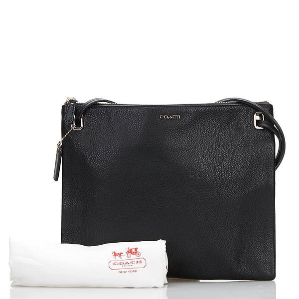 コーチ 斜め掛け ショルダーバッグ ブラック レザー レディース COACH 【中古】