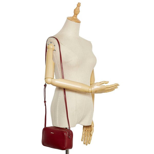 フルラ 斜め掛け ミニ ショルダーバッグ  ワインレッド レザー レディース Furla 【中古】
