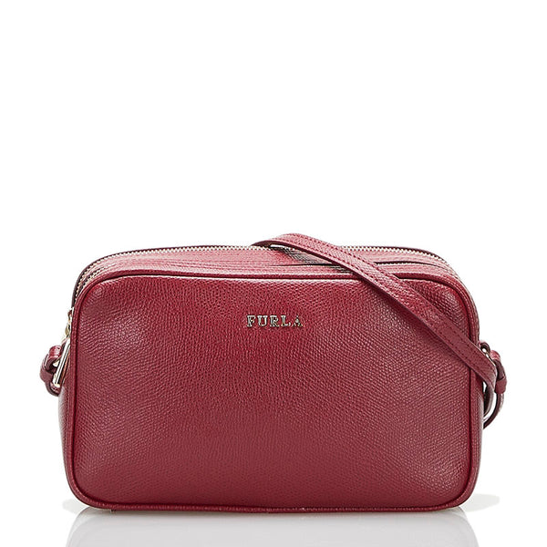 フルラ 斜め掛け ミニ ショルダーバッグ  ワインレッド レザー レディース Furla 【中古】