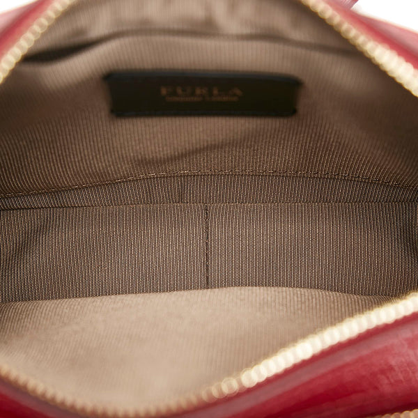 フルラ 斜め掛け ミニ ショルダーバッグ  ワインレッド レザー レディース Furla 【中古】