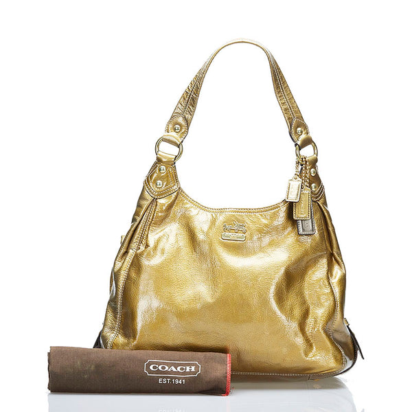 コーチ マディソン マギー ショルダーバッグ 14331 ゴールド パテントレザー レディース COACH 【中古】