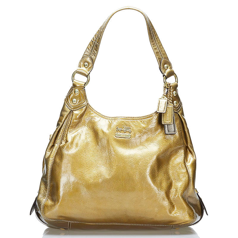 コーチ マディソン マギー ショルダーバッグ 14331 ゴールド パテントレザー レディース COACH 【中古】