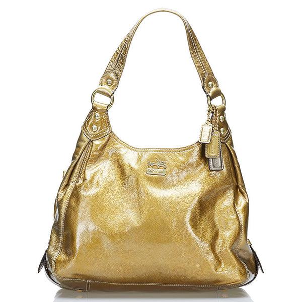 コーチ マディソン マギー ショルダーバッグ 14331 ゴールド パテントレザー レディース COACH 【中古】