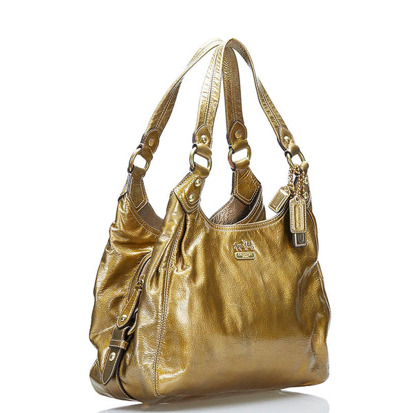 コーチ マディソン マギー ショルダーバッグ 14331 ゴールド パテントレザー レディース COACH 【中古】