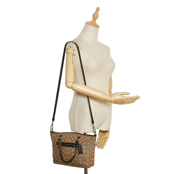 コーチ シグネチャー ハンドバッグ ショルダーバッグ 2WAY 36311 ベージュ ブラウン キャンバス レザー レディース COACH 【中古】