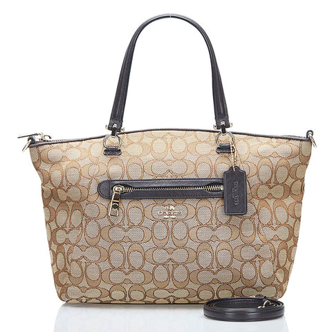 コーチ シグネチャー ハンドバッグ ショルダーバッグ 2WAY 36311 ベージュ ブラウン キャンバス レザー レディース COACH 【中古】