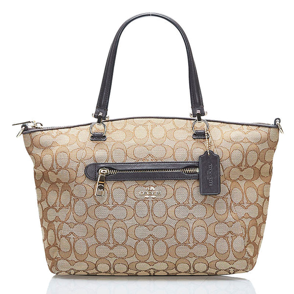 コーチ シグネチャー ハンドバッグ ショルダーバッグ 2WAY 36311 ベージュ ブラウン キャンバス レザー レディース COACH 【中古】