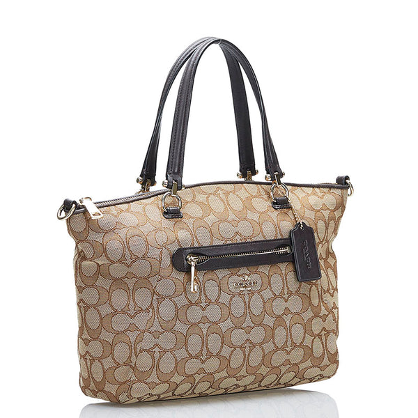 コーチ シグネチャー ハンドバッグ ショルダーバッグ 2WAY 36311 ベージュ ブラウン キャンバス レザー レディース COACH 【中古】