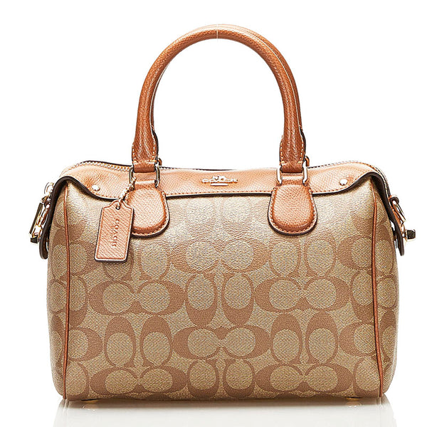 コーチ シグネチャー ハンドバッグ ミニボストンバッグ F36702 ブラウン PVC レザー レディース COACH 【中古】