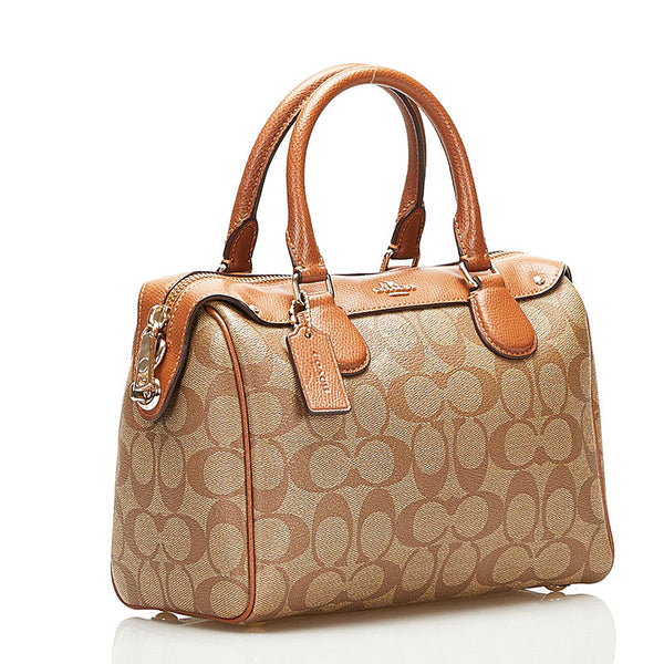 コーチ シグネチャー ハンドバッグ ミニボストンバッグ F36702 ブラウン PVC レザー レディース COACH 【中古】