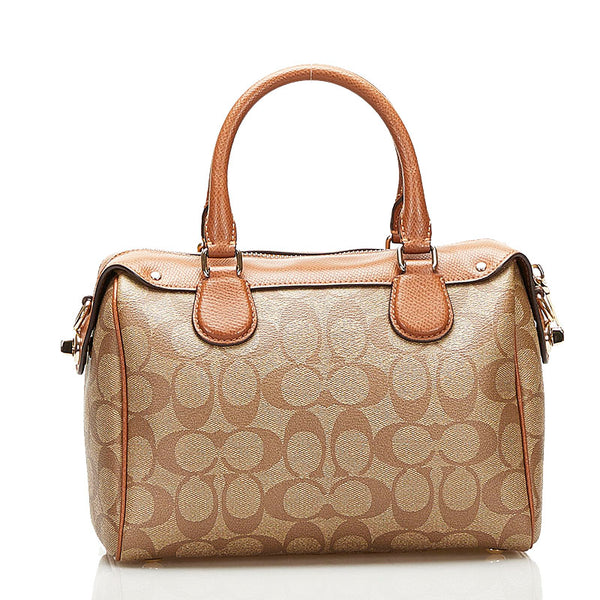 コーチ シグネチャー ハンドバッグ ミニボストンバッグ F36702 ブラウン PVC レザー レディース COACH 【中古】