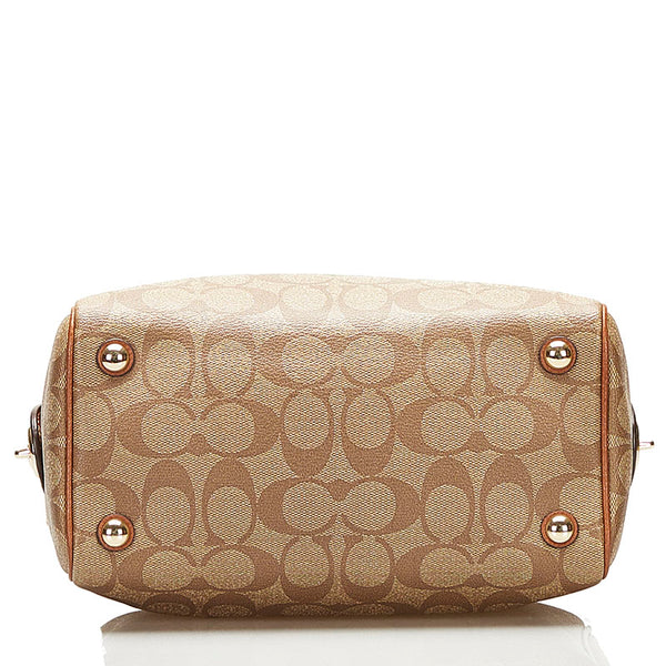 コーチ シグネチャー ハンドバッグ ミニボストンバッグ F36702 ブラウン PVC レザー レディース COACH 【中古】