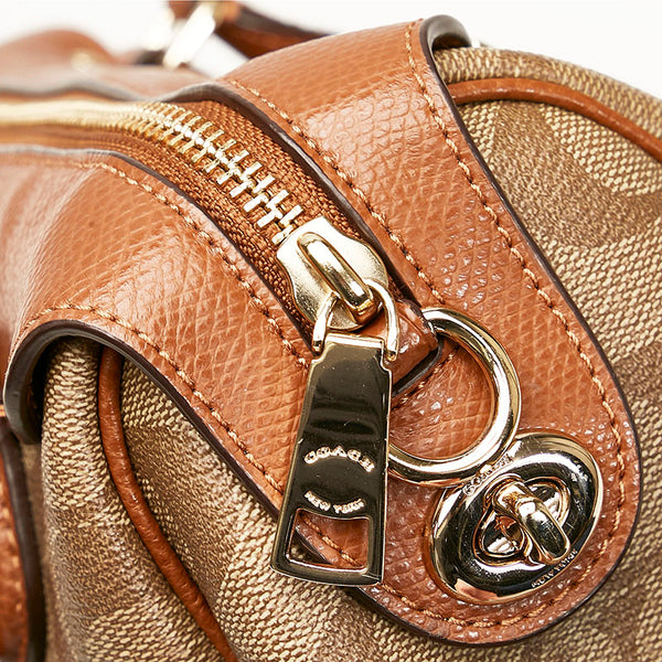 コーチ シグネチャー ハンドバッグ ミニボストンバッグ F36702 ブラウン PVC レザー レディース COACH 【中古】