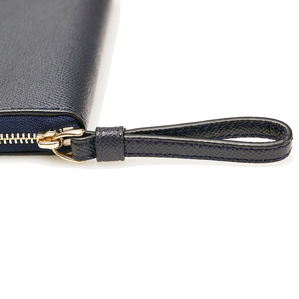 コーチ ラウンドファスナー 二つ折り財布  F58053 ネイビー レザー レディース COACH 【中古】