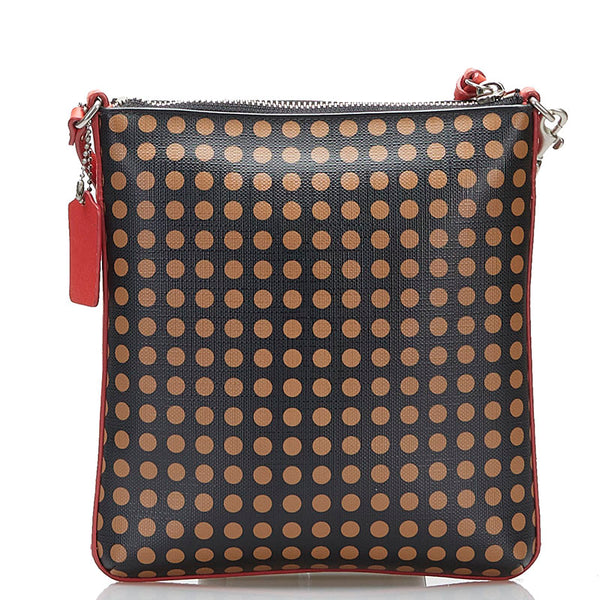 コーチ ドット 斜めがけ ショルダー ブラウン  レッド PVC レザー レディース COACH 【中古】