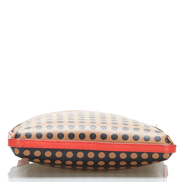 コーチ ドット 斜めがけ ショルダー ブラウン  レッド PVC レザー レディース COACH 【中古】