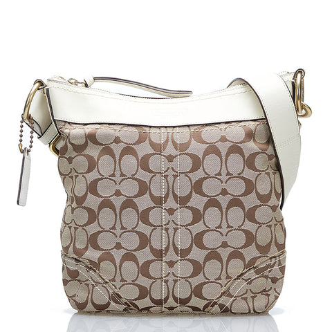 コーチ シグネチャー 斜め掛け ショルダーバッグ 10403 ホワイト ベージュ レザー キャンバス レディース COACH 【中古】