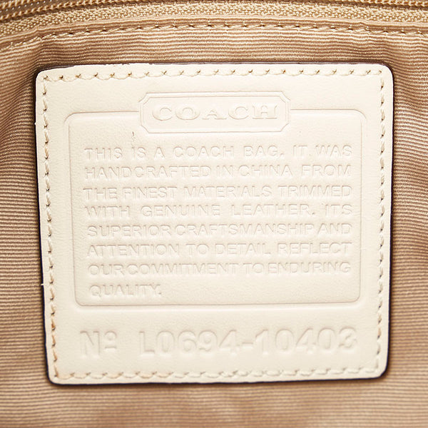 コーチ シグネチャー 斜め掛け ショルダーバッグ 10403 ホワイト ベージュ レザー キャンバス レディース COACH 【中古】