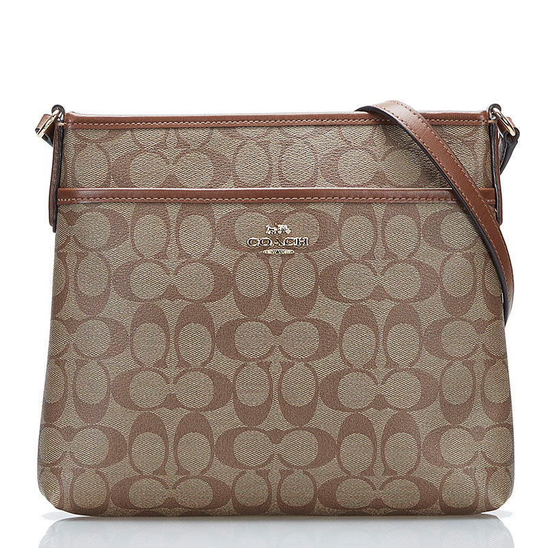 コーチ シグネチャー 斜め掛け ショルダーバッグ F29210 ブラウン PVC レザー レディース COACH 【中古】