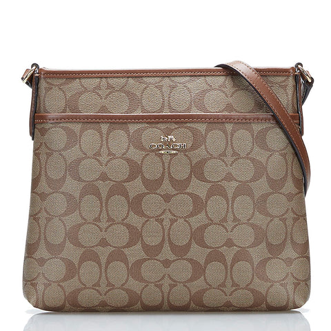 コーチ シグネチャー 斜め掛け ショルダーバッグ F29210 ブラウン PVC レザー レディース COACH 【中古】