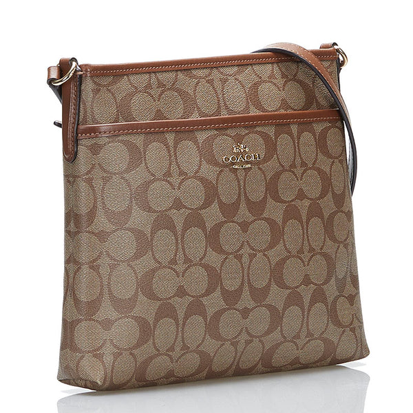 コーチ シグネチャー 斜め掛け ショルダーバッグ F29210 ブラウン PVC レザー レディース COACH 【中古】
