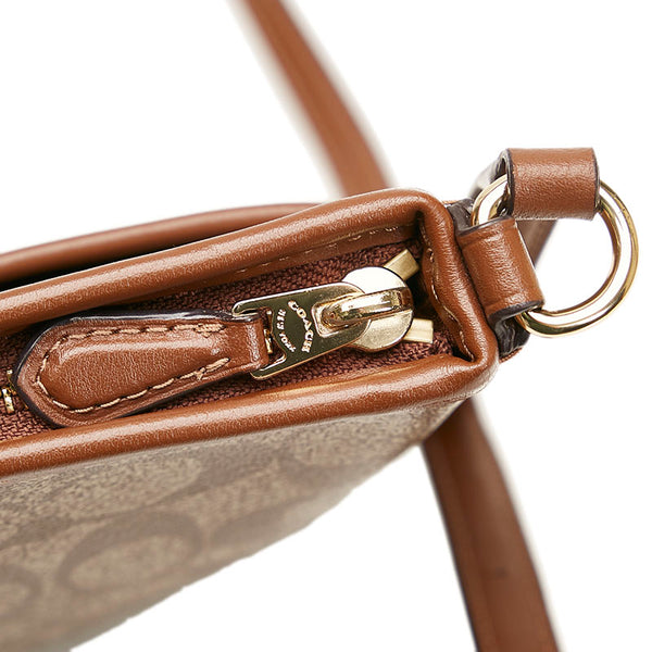 コーチ シグネチャー 斜め掛け ショルダーバッグ F29210 ブラウン PVC レザー レディース COACH 【中古】