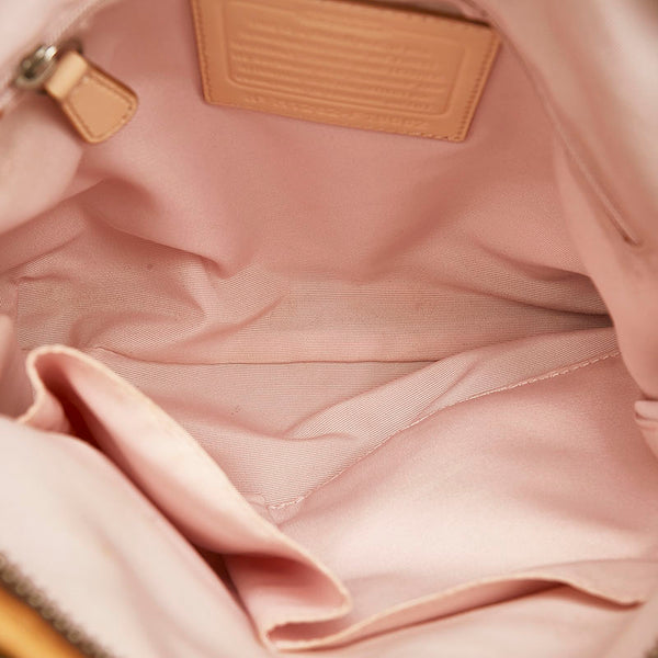 コーチ シグネチャー 斜め掛け ショルダーバッグ F19682 ベージュ ブラウン キャンバス レザー レディース COACH 【中古】