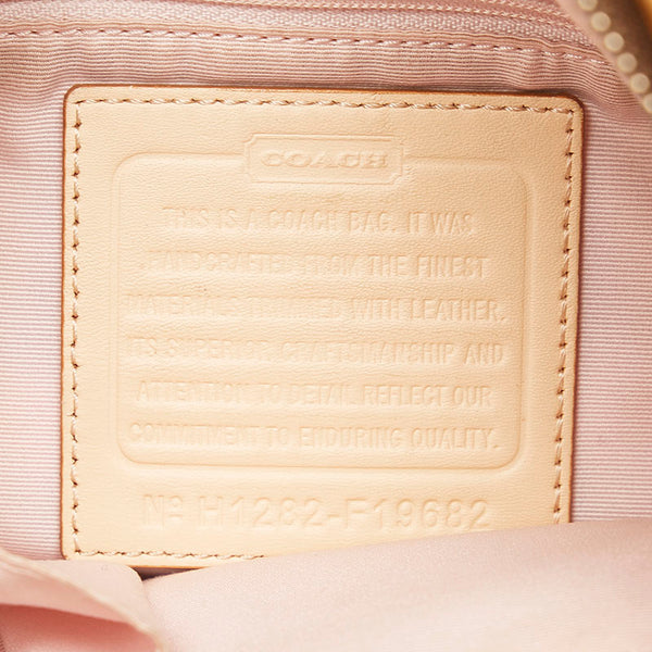 コーチ シグネチャー 斜め掛け ショルダーバッグ F19682 ベージュ ブラウン キャンバス レザー レディース COACH 【中古】