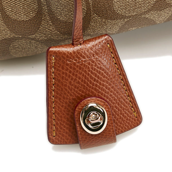 コーチ シグネチャー スモールマーゴット キャリーオール ハンドバッグ F34608 ブラウン PVC レザー レディース COACH 【中古】