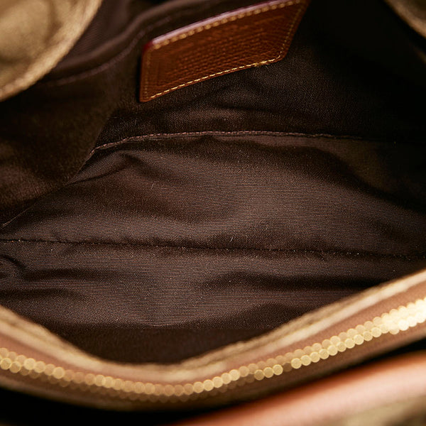 コーチ シグネチャー スモールマーゴット キャリーオール ハンドバッグ F34608 ブラウン PVC レザー レディース COACH 【中古】