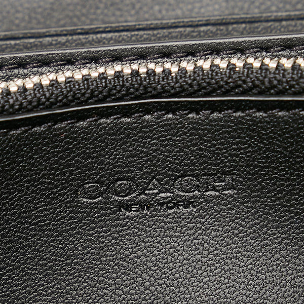 コーチ シグネチャー ラウンドファスナー 長財布 C4452 ブラック グレー PVC レザー メンズ COACH 【中古】