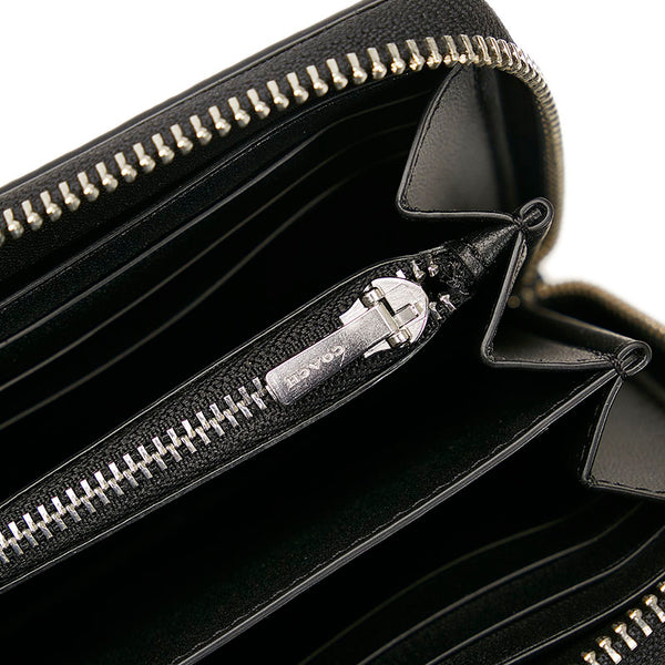 コーチ シグネチャー ラウンドファスナー 長財布 C4452 ブラック グレー PVC レザー メンズ COACH 【中古】