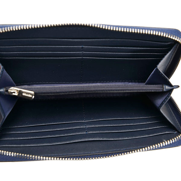 コーチ シグネチャー ラウンドファスナー 長財布 F54630 ホワイト ネイビー PVC レザー レディース COACH 【中古】