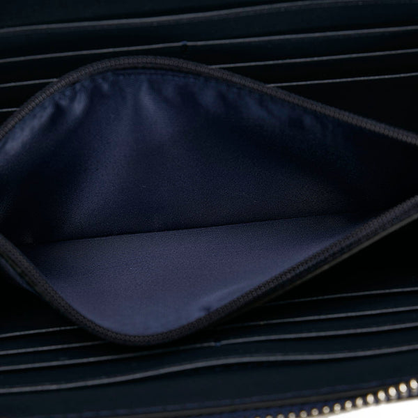 コーチ シグネチャー ラウンドファスナー 長財布 F54630 ホワイト ネイビー PVC レザー レディース COACH 【中古】