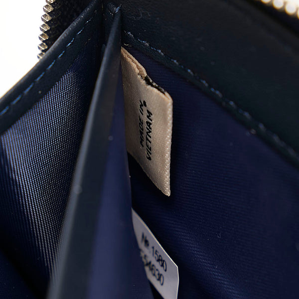 コーチ シグネチャー ラウンドファスナー 長財布 F54630 ホワイト ネイビー PVC レザー レディース COACH 【中古】
