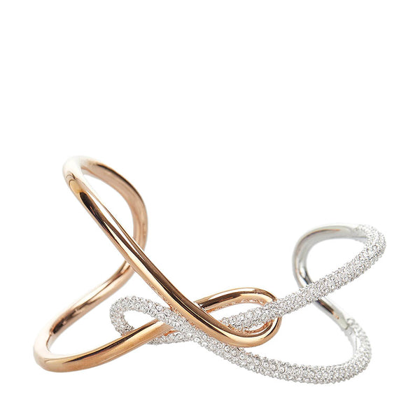 スワロフスキー インフィニティ ラインストーン バングル ブレスレット シルバー ピンクゴールド メタル メッキ レディース SWAROVSKI 【中古】