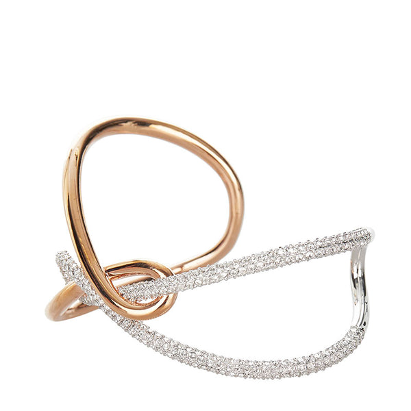 スワロフスキー インフィニティ ラインストーン バングル ブレスレット シルバー ピンクゴールド メタル メッキ レディース SWAROVSKI 【中古】