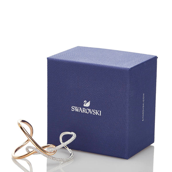 スワロフスキー インフィニティ ラインストーン バングル ブレスレット シルバー ピンクゴールド メタル メッキ レディース SWAROVSKI 【中古】