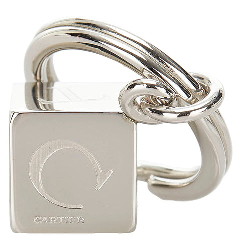 カルティエ ダイスキューブ キーリング キーホルダー バッグチャーム シルバー メタル レディース CARTIER 【中古】