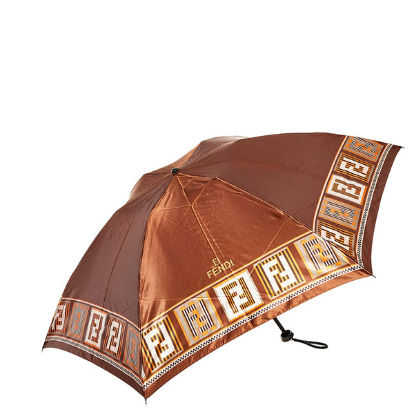フェンディ 折りたたみ傘 ブラウン ナイロン レディース FENDI 【中古】