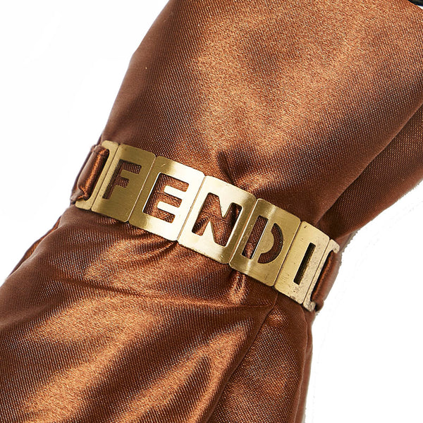 フェンディ 折りたたみ傘 ブラウン ナイロン レディース FENDI 【中古】