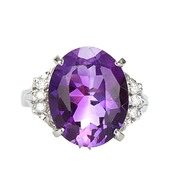 Pt900 プラチナ アメジスト6.00ct ダイヤ0.04ct リング 指輪 レディース 12号 【中古】