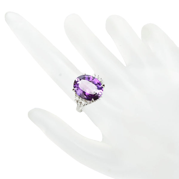 Pt900 プラチナ アメジスト6.00ct ダイヤ0.04ct リング 指輪 レディース 12号 【中古】