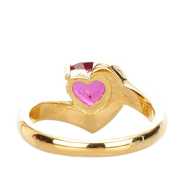 K18YG イエローゴールド ルビー0.766ct ダイヤ0.39ct リング 指輪 レディース 10.5号 【中古】
