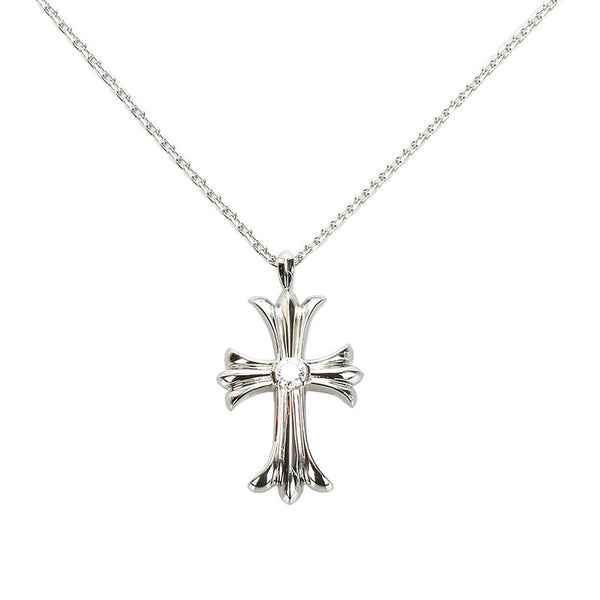 Pt900 プラチナ Pt850 プラチナ ダイヤ0.323ct クロス ペンダント ネックレス メンズ 【中古】