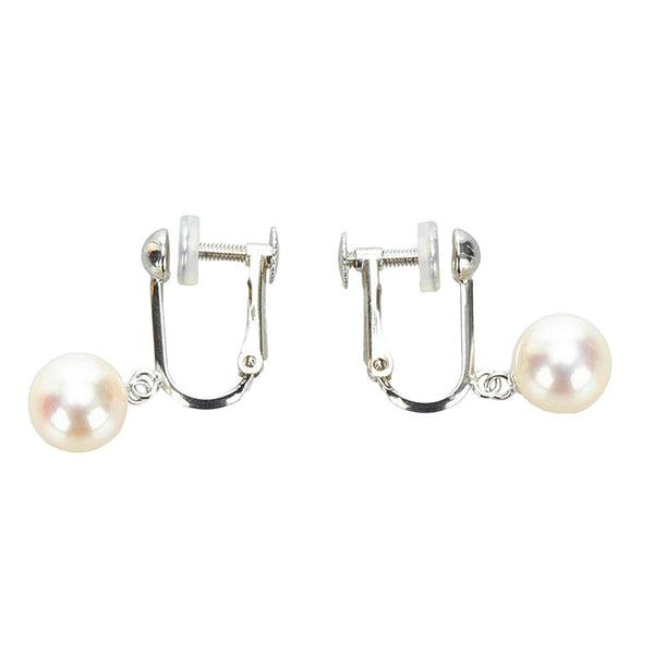 Pt850 プラチナ アコヤパール7.5mm イヤリング レディース 【中古】